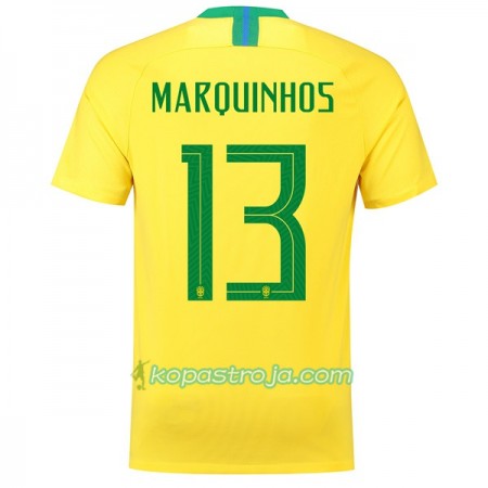 Billiga Fotbollströjor Brasilien Marquinhos 13 VM 2018 Hemma tröja